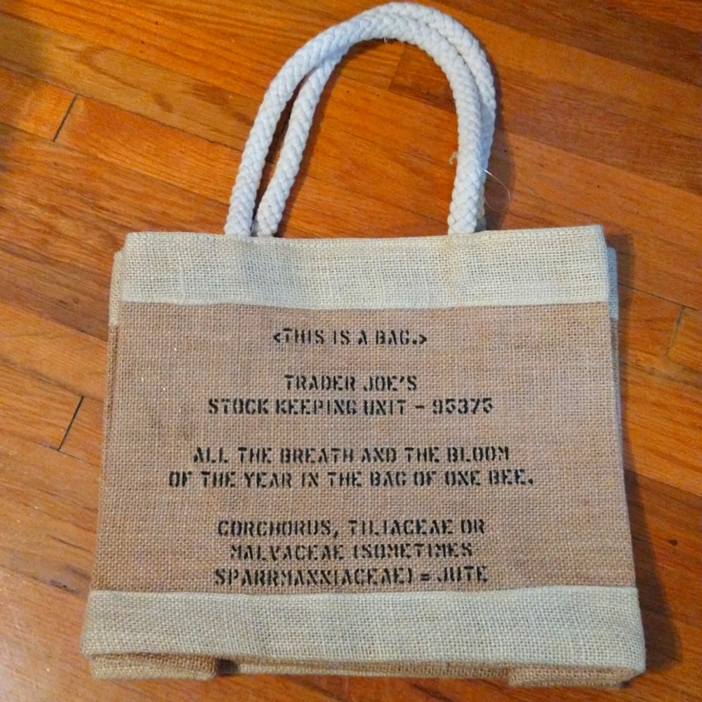 Trader's Joe's reusable jute tote bag new